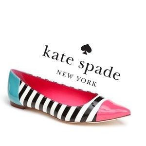 Kate Spade black and white striped pointed flats